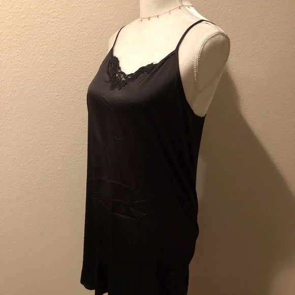 NWOT Silky Lace Inset Black Dress - Picture 2 of 6